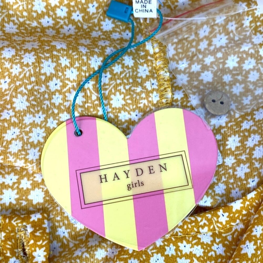 Hayden Girls Mustard Yellow Floral Print Tiered Mini Dress Size XL 13/14 NWT - Picture 8 of 9